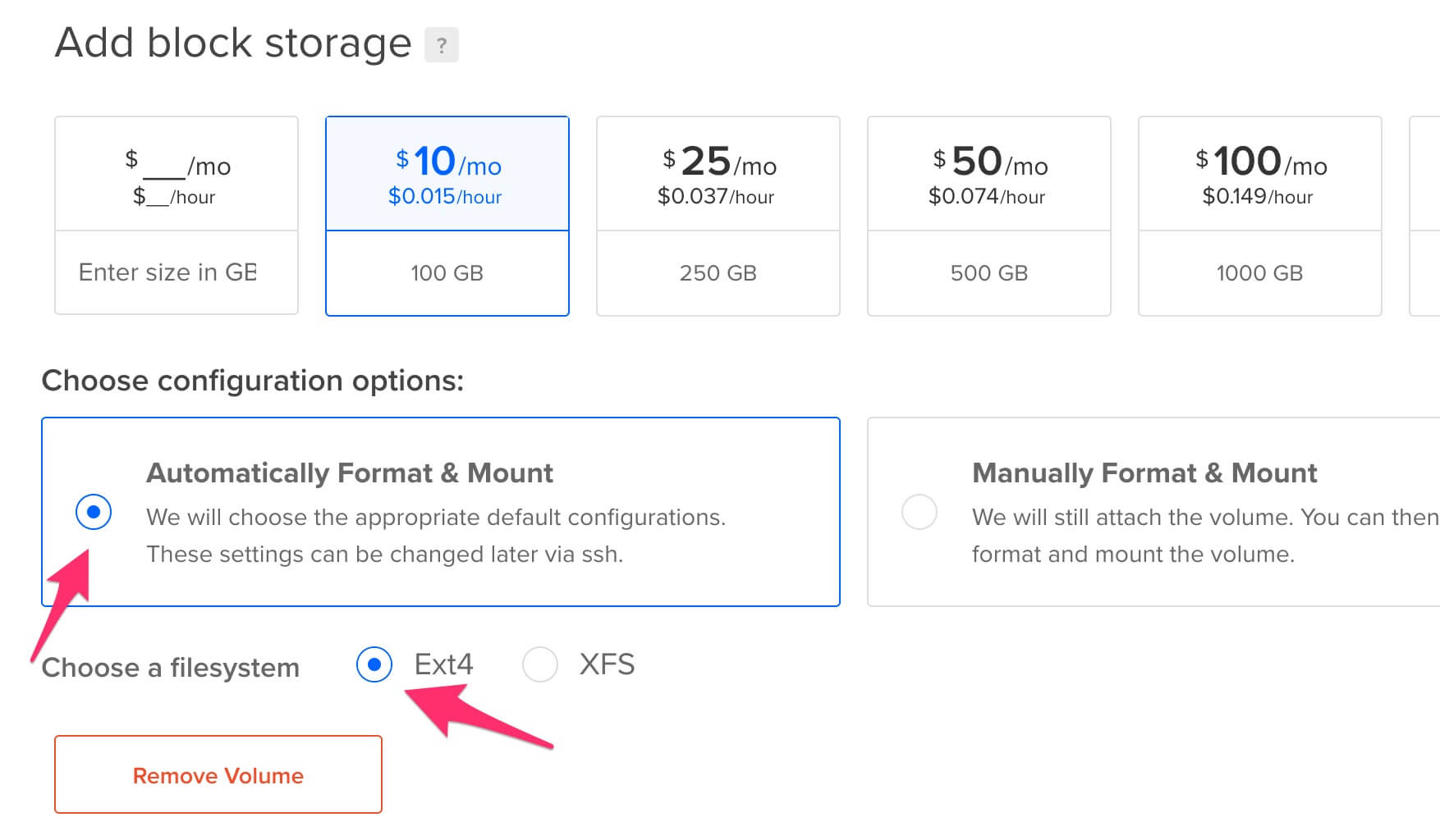 Setup volume