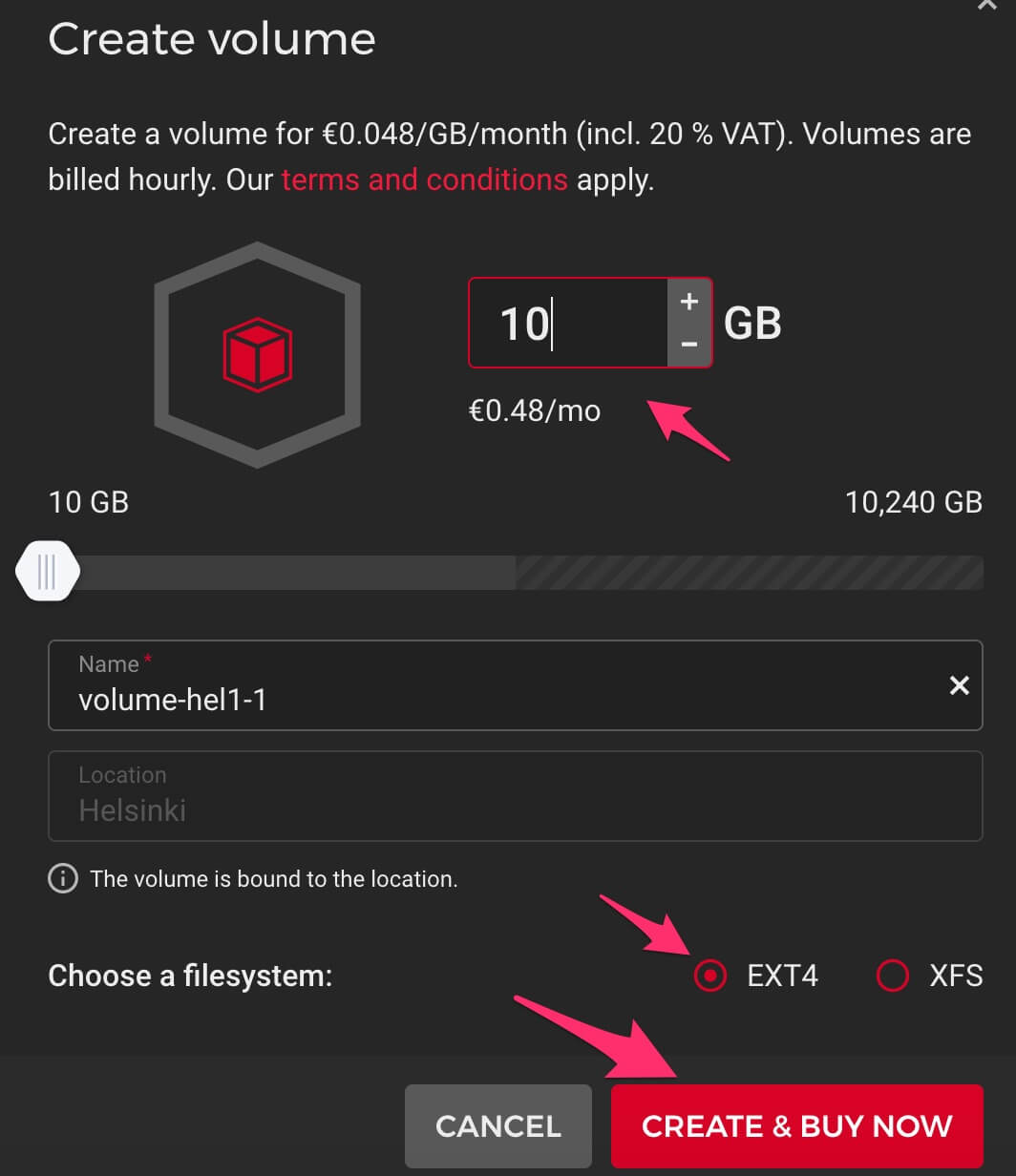 Setup volume