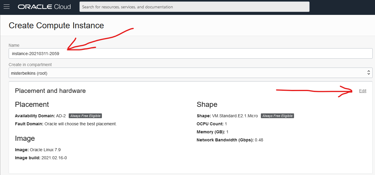 VM instance name